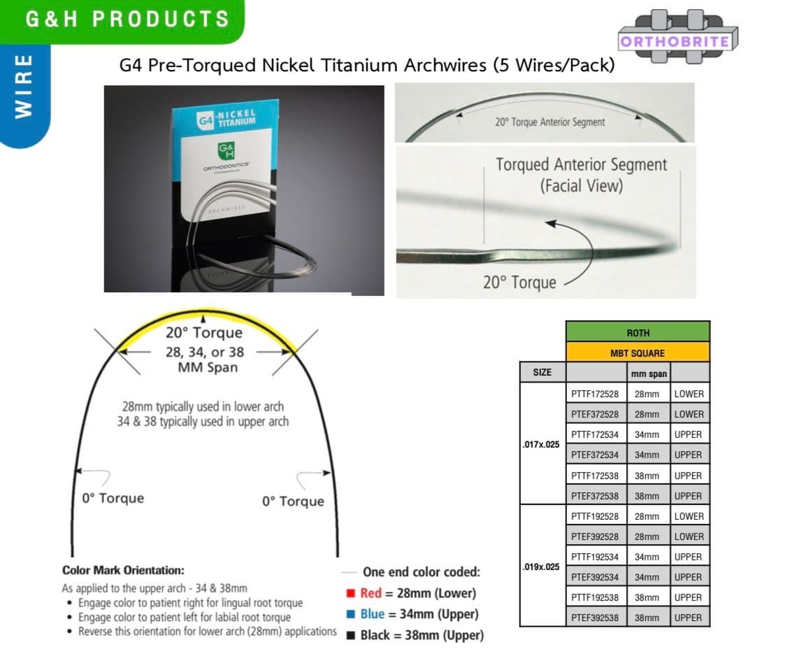 G4 Pre-Torqued Nickel Titanium Archwires